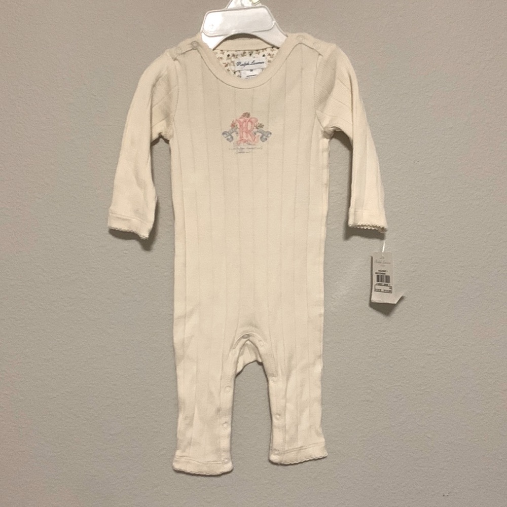 NWT Ralph Lauren Newborn 3m long sleeve ribbed knit Onesie